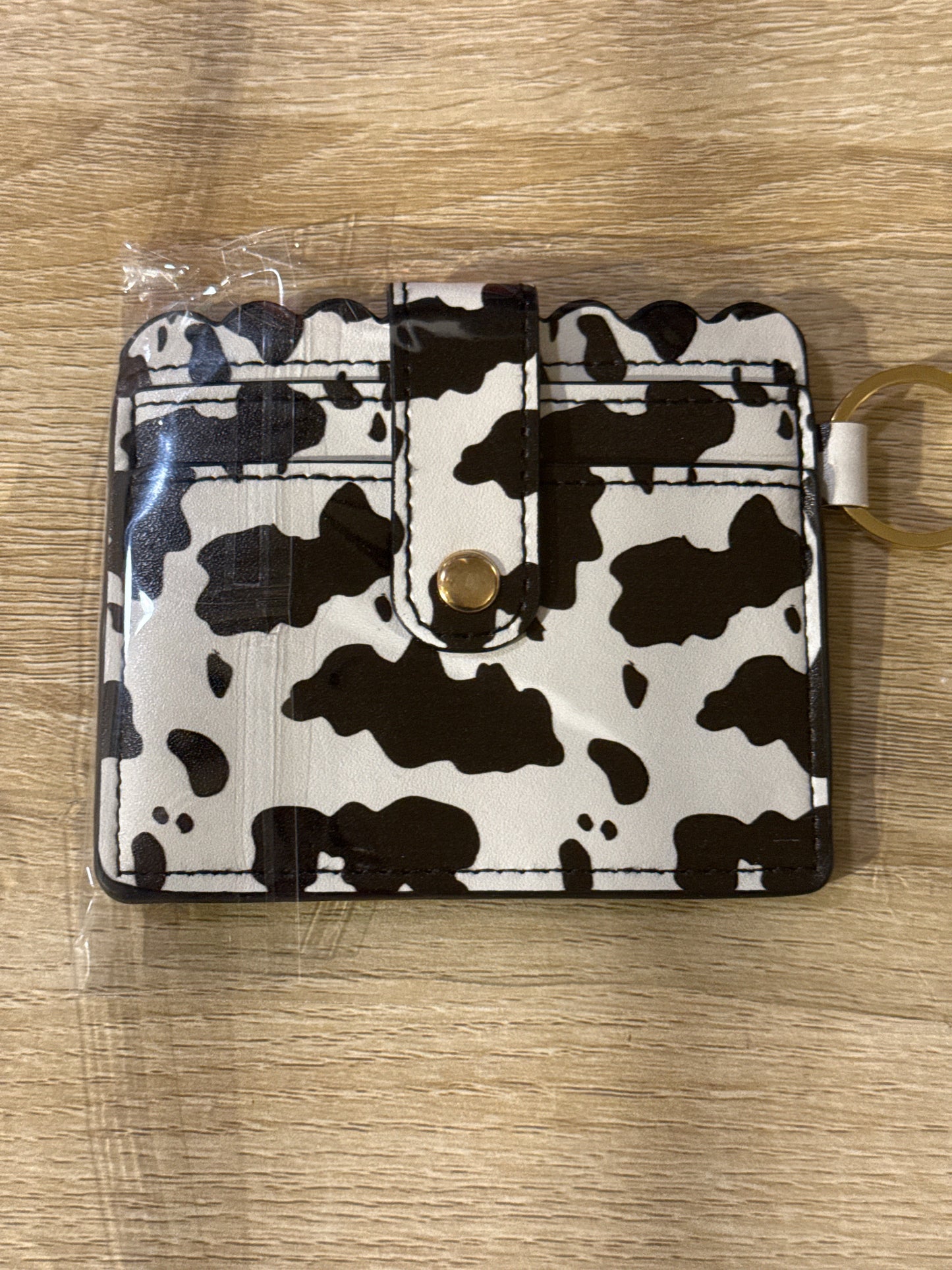 Card Wallet Cow w/Gold Hardware