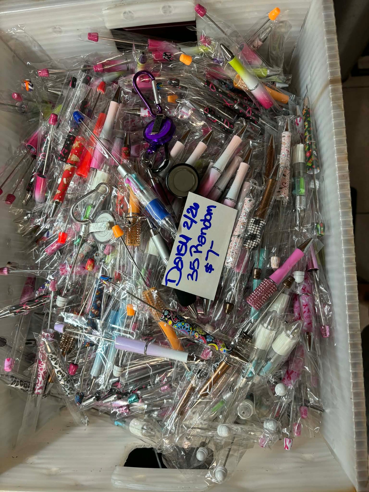 Random assortment of Beadable Pens Solid, Ombre, Rhinestone, Badge Reel Pens