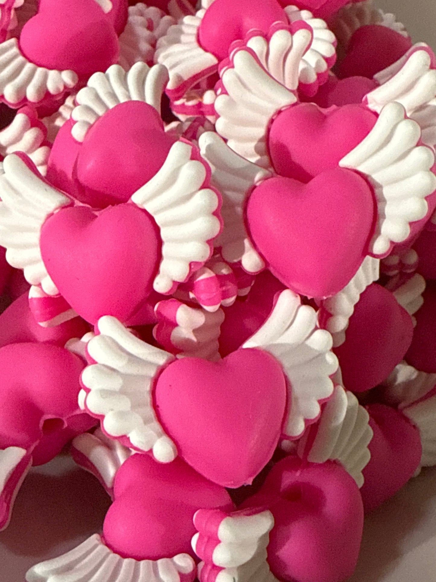 Wing Heart 3D Pink Silicone Focal