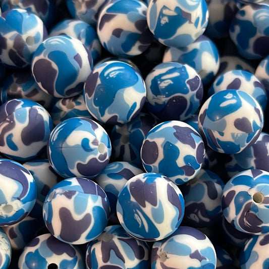 Silicone Bead Ocean Blues P50 P05-137 - 15mm - 10Pack
