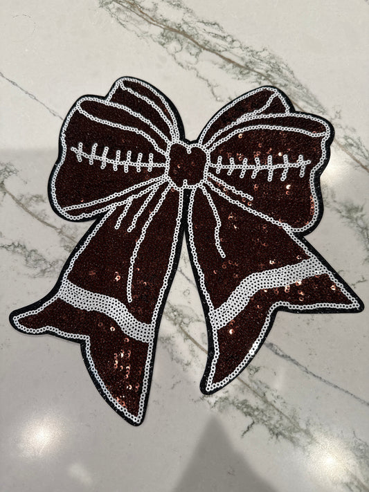 Football Coquette Bow Sequin Patch Large