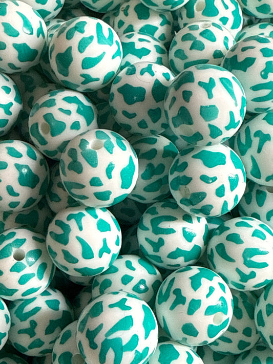 Silicone Bead Cow Turquoise P71 -15mm - 10 pack