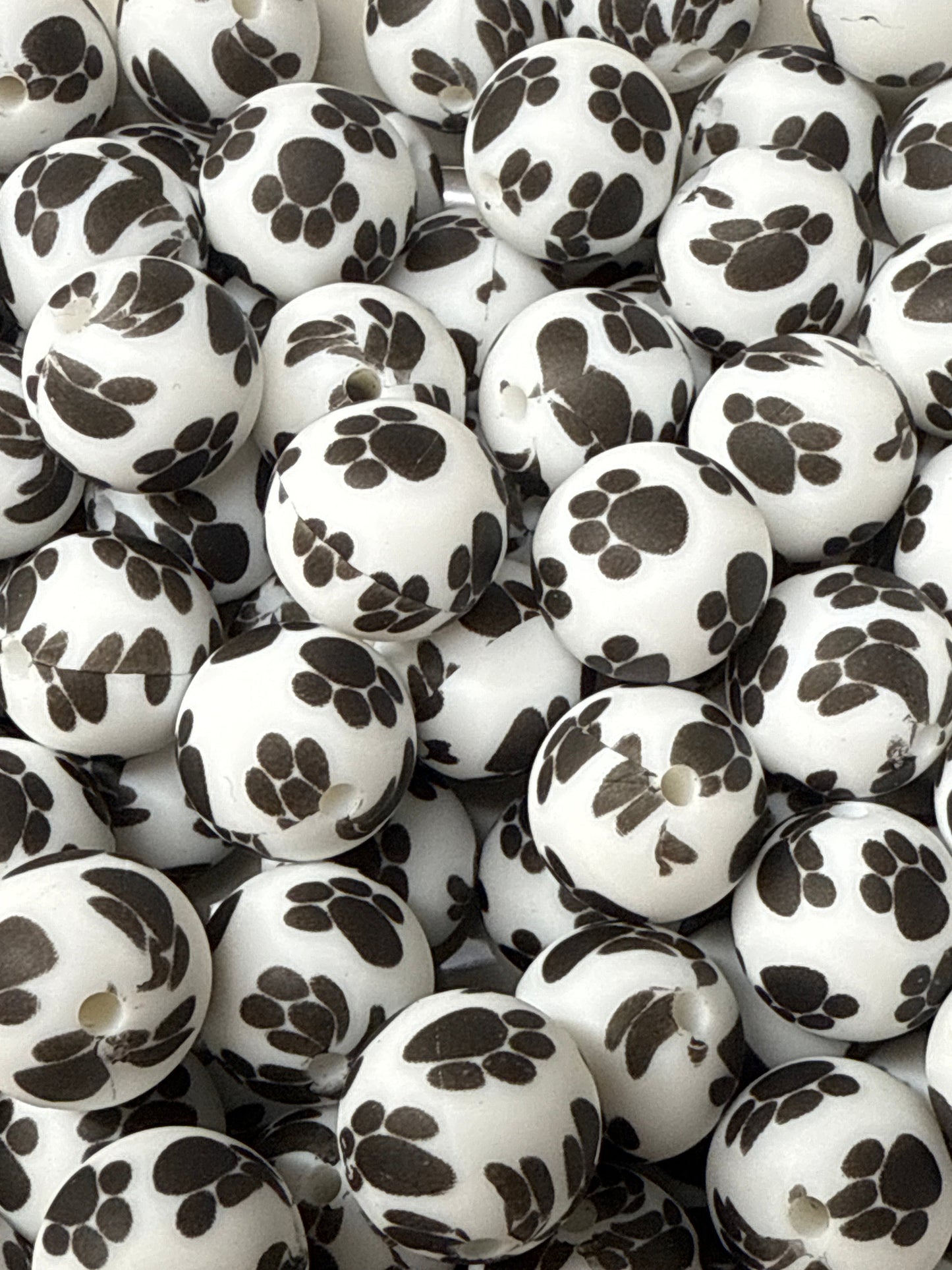 Silicone Bead Dog Paw P66 15mm - 10 pack
