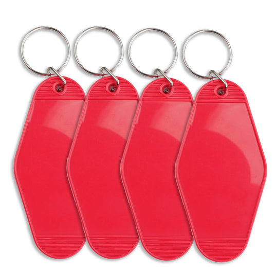 Master Maker Crafts -  Retro Motel Keychain with Silver Ring - Apple Red (4 per Set)
