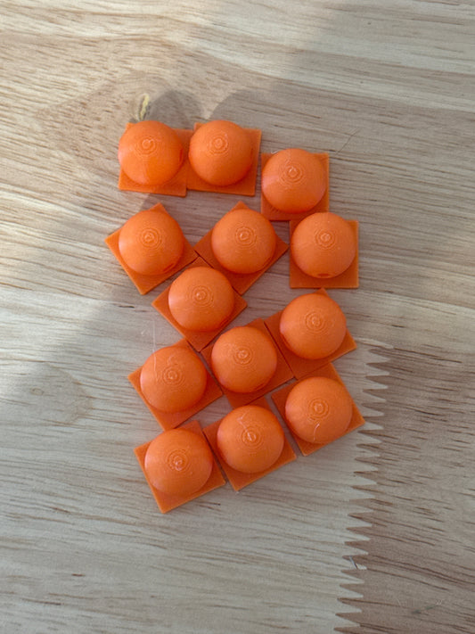 Bead with Flat-Back Attachment for Acrylic Flatbacks Orange 3D Printed - 16mm - 10 pack