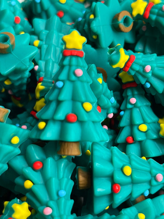 Christmas Tree 3D Green Silicone Focal