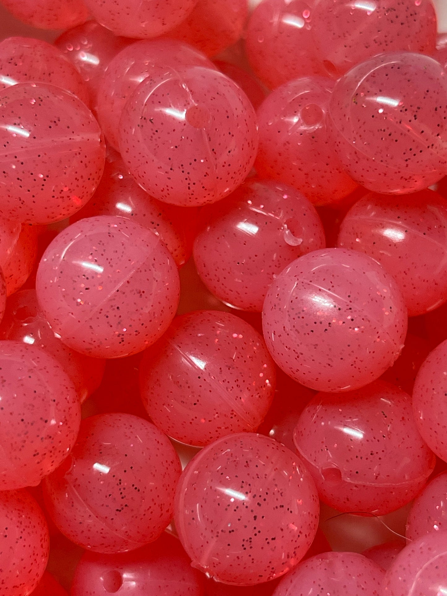 Silicone Bead Glitter Watermelon Pink P63 - 15mm - 10 pack
