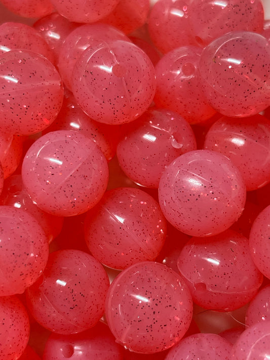Silicone Bead Glitter Watermelon Pink P63 - 15mm - 10 pack
