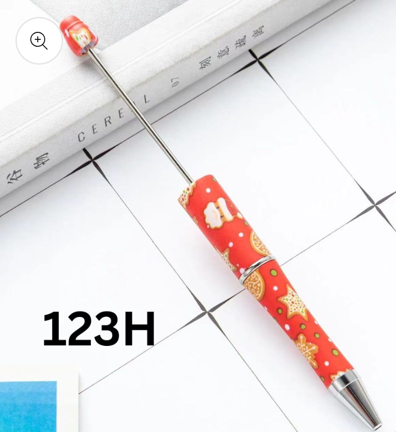 Christmas Printed Beadable Plastic Pens