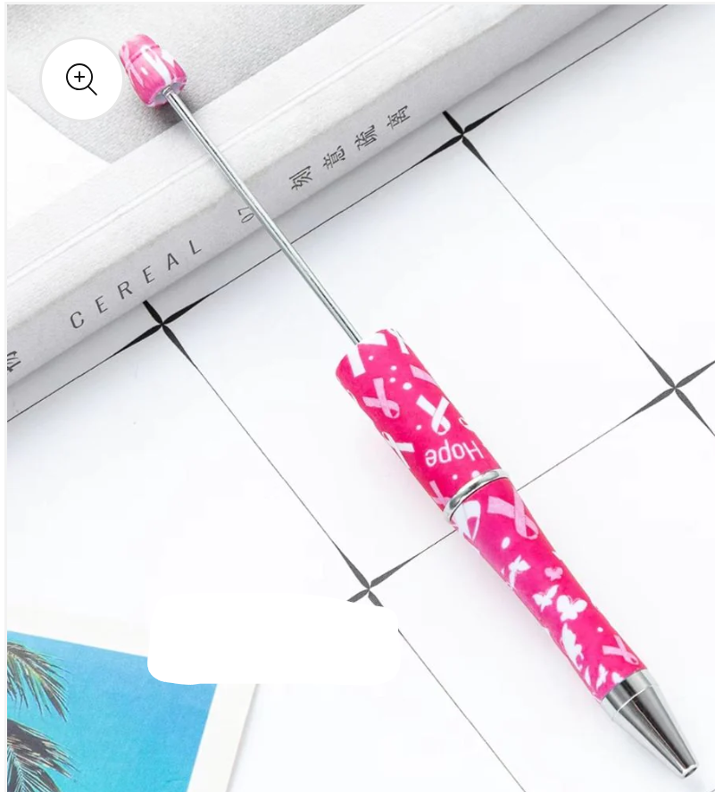 Breast Cancer Awareness Printed Beadable Plastic Pens