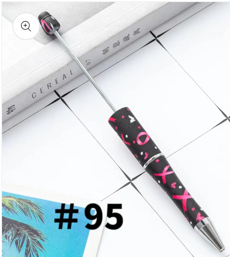 Breast Cancer Awareness Printed Beadable Plastic Pens