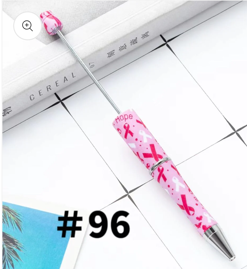 Breast Cancer Awareness Printed Beadable Plastic Pens