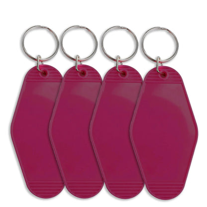 Master Maker Crafts -  Retro Motel Keychain with Silver Ring - Berry Red (4 per Set)