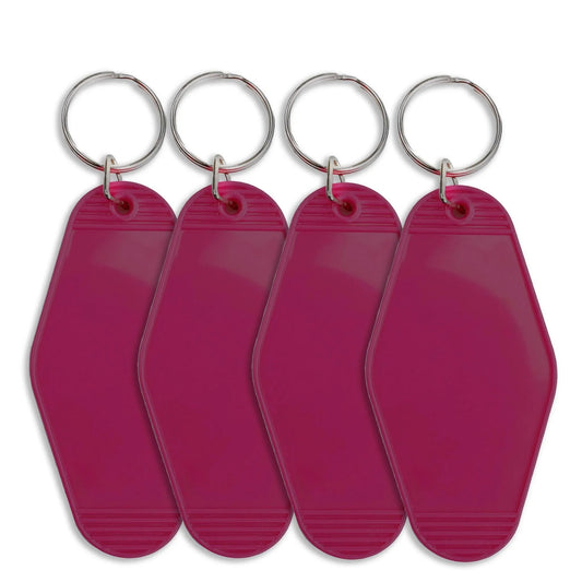 Master Maker Crafts -  Retro Motel Keychain with Silver Ring - Berry Red (4 per Set)