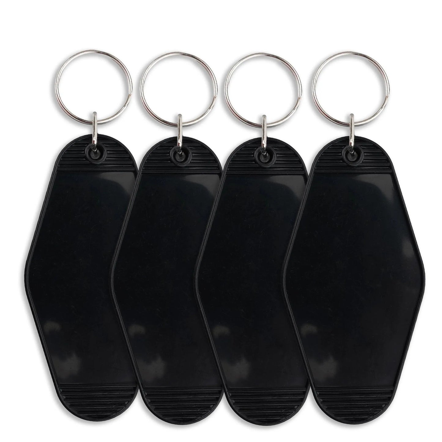 Master Maker Crafts -  Retro Motel Keychain with Silver Ring - Black (4 per Set)