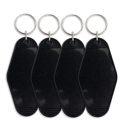 Master Maker Crafts -  Retro Motel Keychain with Silver Ring - Black (4 per Set)