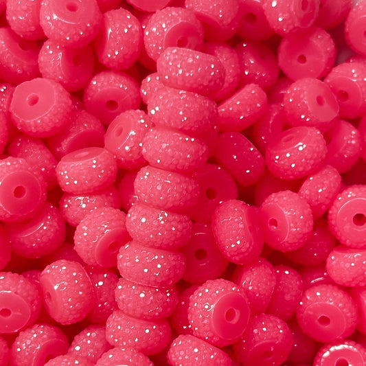 Bling Spacers Beads Hot Pink - 12mm - 10 pack