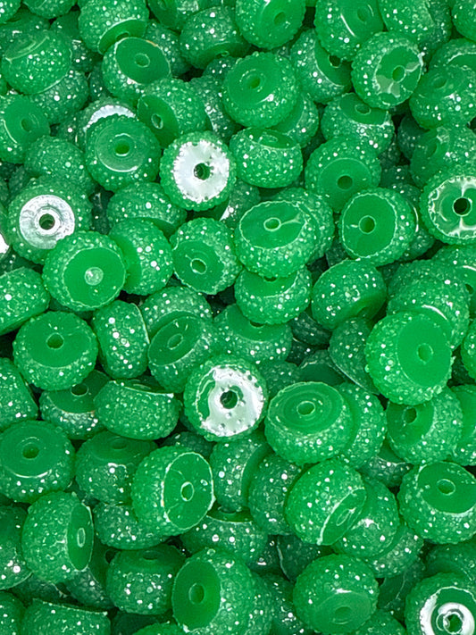 Bling Spacers Beads Christmas Green - 12mm - 10 pack