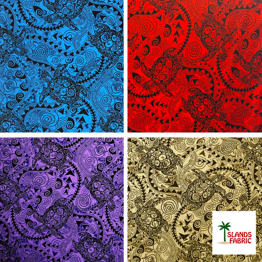 Tiki Turtle All Over Cotton Fabric | Islands Fabric