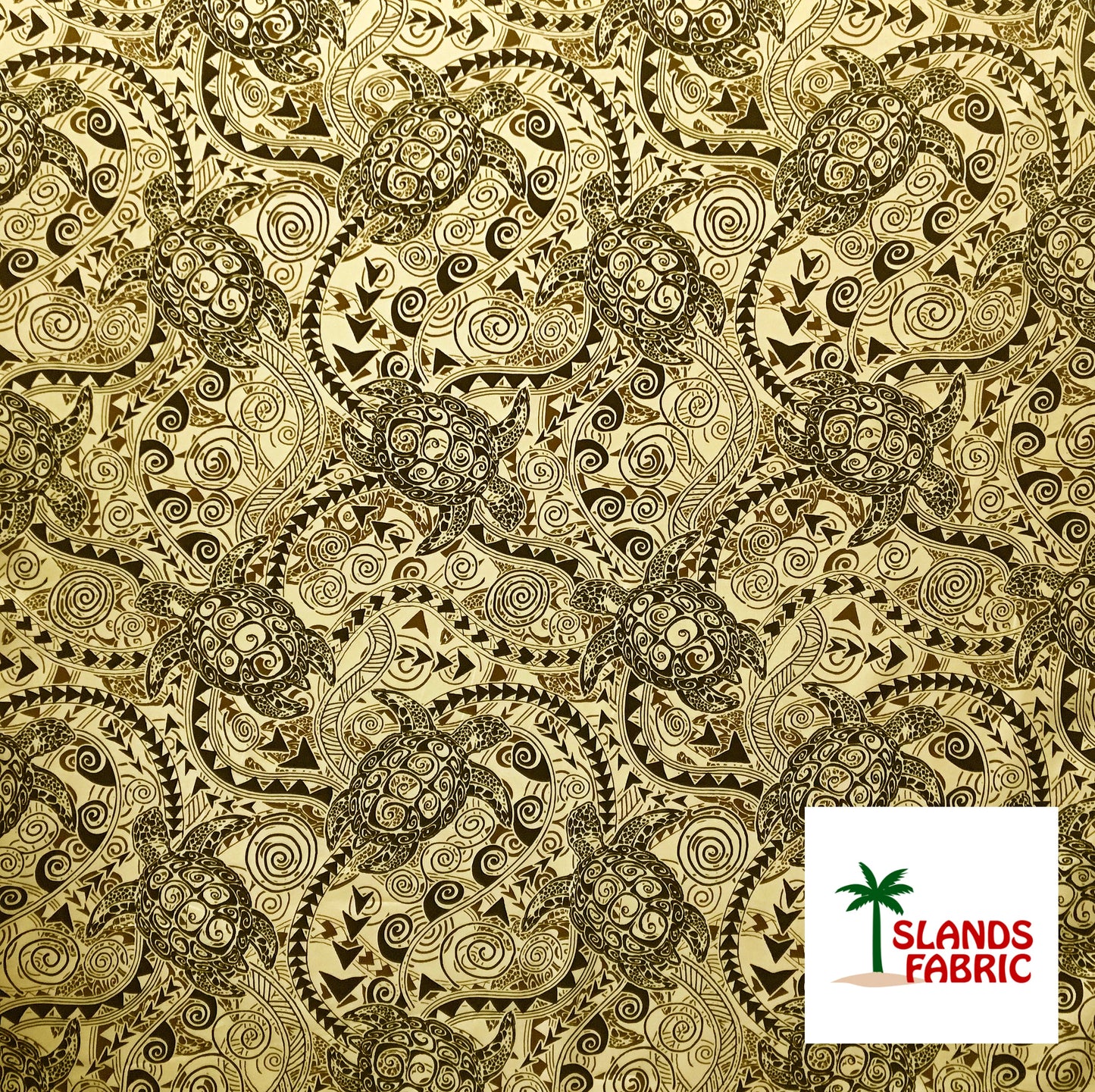 Tiki Turtle All Over Cotton Fabric | Islands Fabric