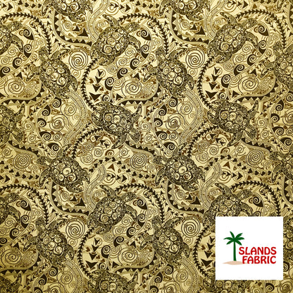 Tiki Turtle All Over Cotton Fabric | Islands Fabric