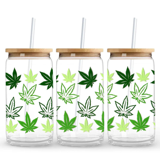 Master Maker Crafts -  UV DTF Wrap Only - Cannabis Leaves 9.7" x 4.3" (Cup NOT Included)