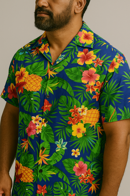 Pineapple, Tropical Flowers & Leaves Cotton Fabric | Islands Fabric