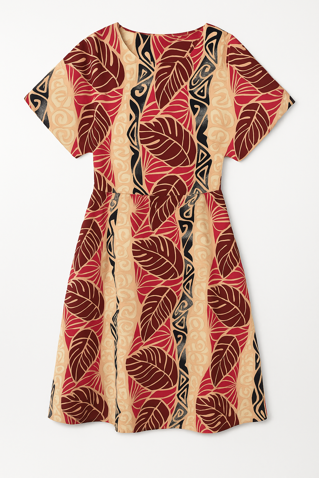 Monstera Tribal Print Polyester Glitter Fabric | Islands Fabric