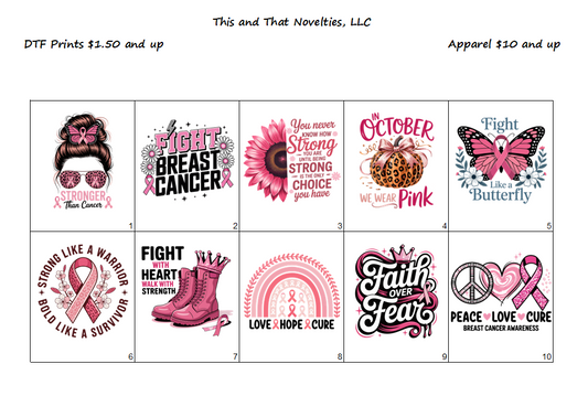 Direct to Film (DTF) Prints - Breast Cancer