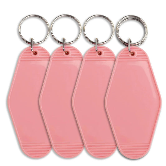 Master Maker Crafts -  Retro Motel Keychain with Silver Ring - Coral Pink (4 per Set)