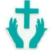 Faith - Cross in Hands Teal Silicone Focal 0461