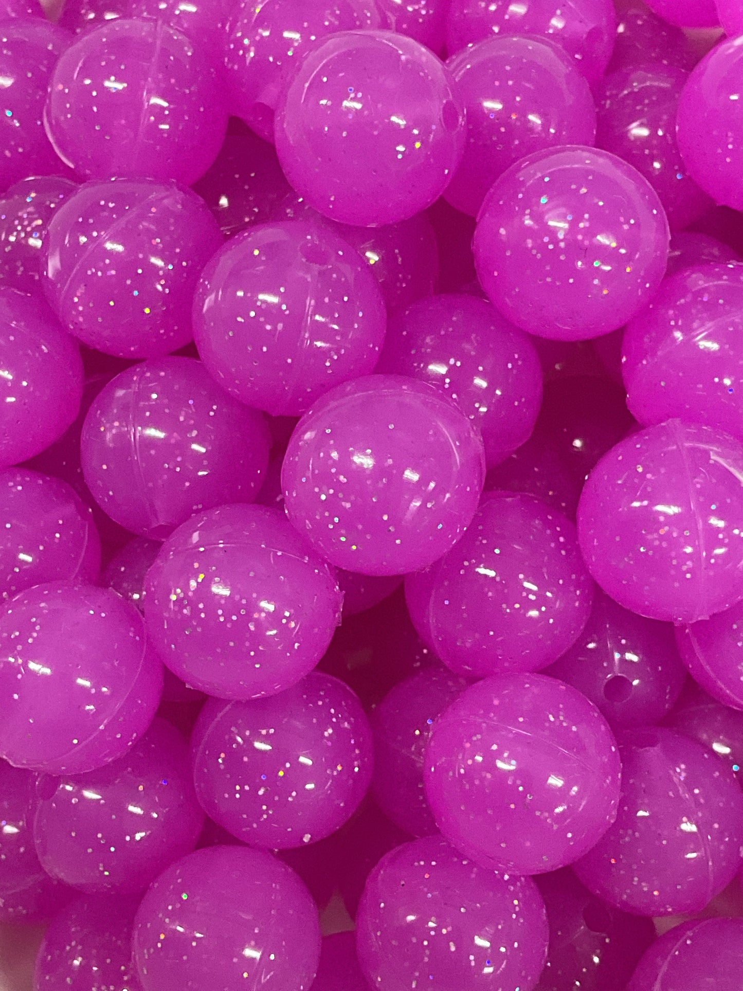 Silicone Bead Glitter Dark Orchid P75 - 15mm - 10 pack