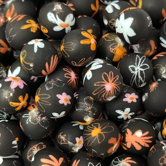 Silicone Bead Midnight Garden P47 P03-87 - 15mm - 10 pack