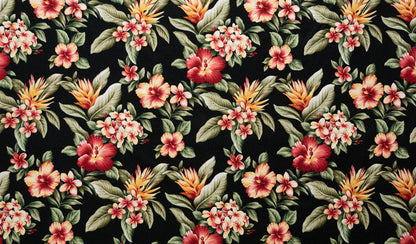 Plumeria Hibiscus Banana Leaf Fabric | Upholstery