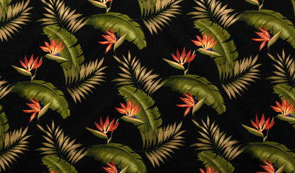 Birds of Paradise Palm Banana Leaf Upholstery Fabric | Islands Fabric