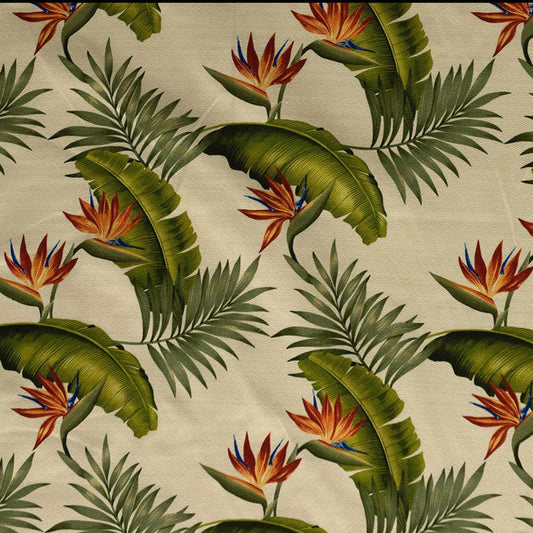 Birds of Paradise Palm Banana Leaf Upholstery Fabric | Islands Fabric