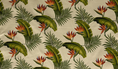 Birds of Paradise Palm Banana Leaf Upholstery Fabric | Islands Fabric