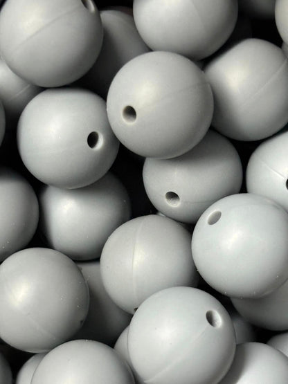 15mm Solid Gray Dim Silicone Bead