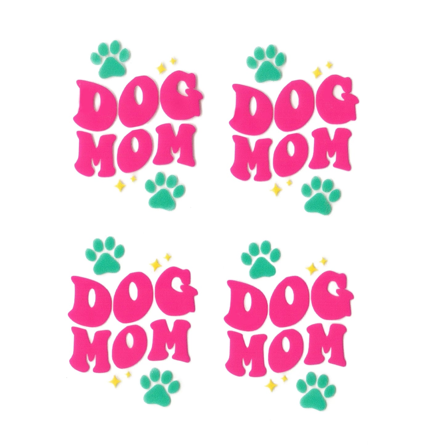 Master Maker Crafts -  UV DTF Decal - Dog Mom Pink 4 Set 2" (Keychain NOT Inclued)