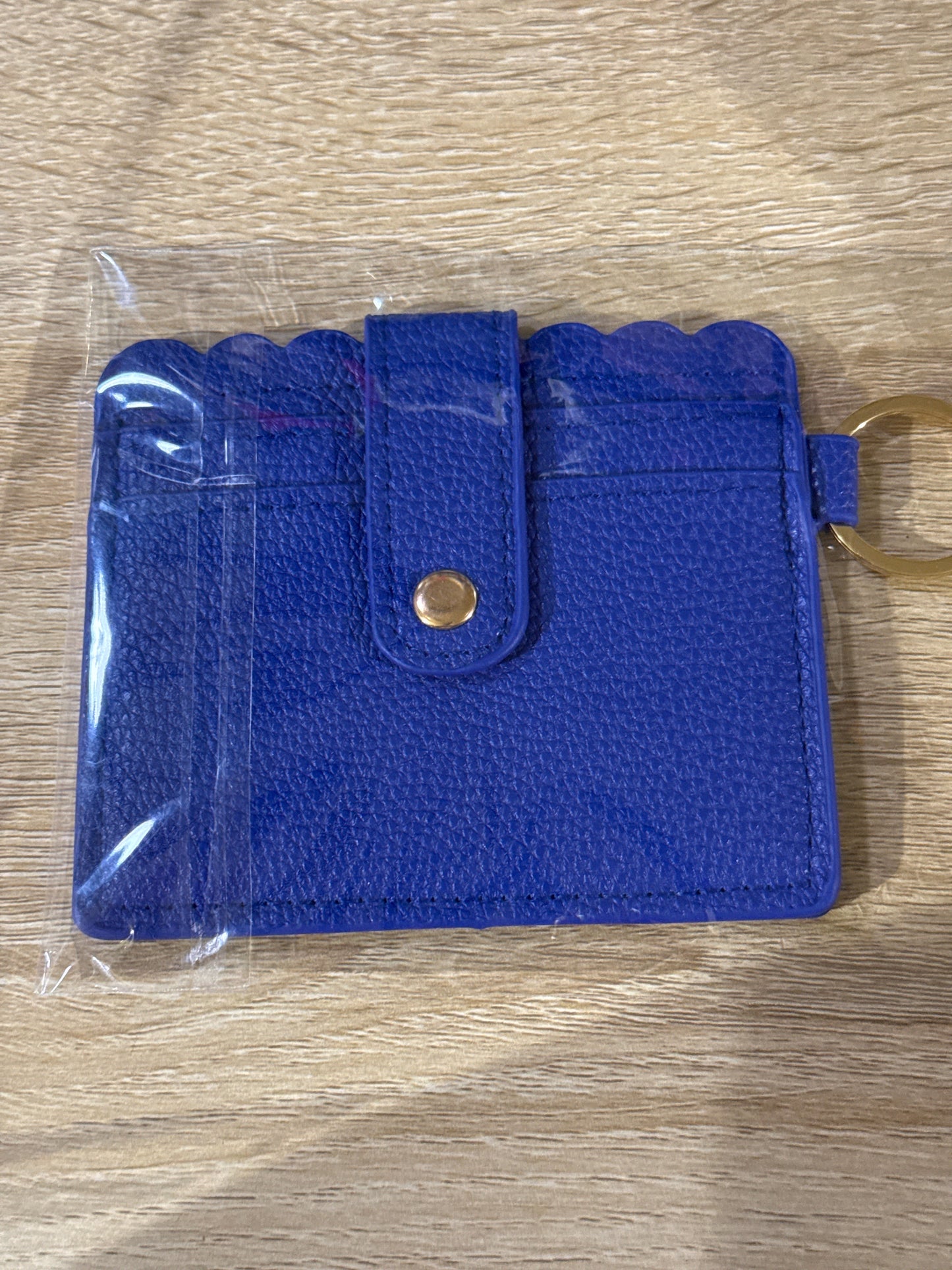 Card Wallet Blue w/Gold Hardware