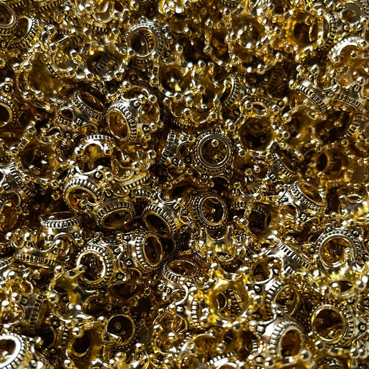 Crown Spacer Beads Gold - 13mm - 12 pack