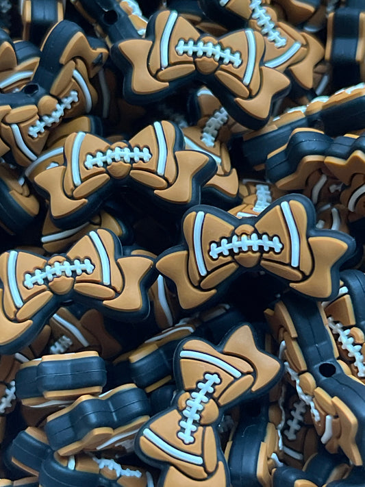 Bow Spacer Football Silicone Bead - 10 pack