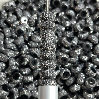 Bling Spacers Beads Black Silver - 12mm - 10 pack