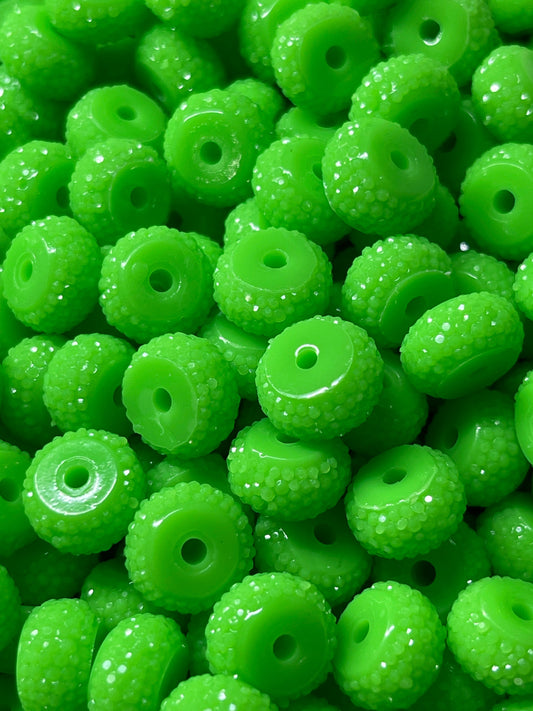 Bling Spacers Beads Lime Green - 12mm - 10 pack