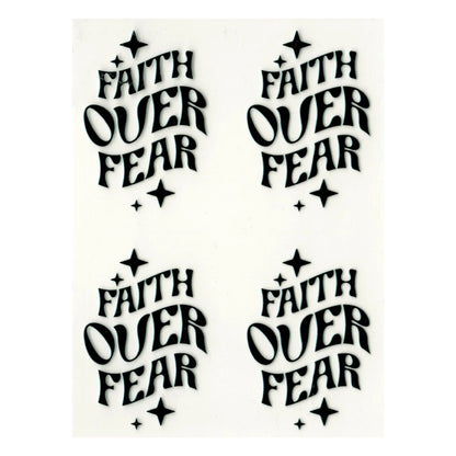 Master Maker Crafts -  UV DTF Decal - Faith Over Fear 4 Set 2" (Keychain NOT Inclued)