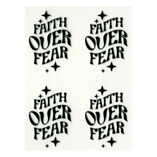 Master Maker Crafts -  UV DTF Decal - Faith Over Fear 4 Set 2" (Keychain NOT Inclued)