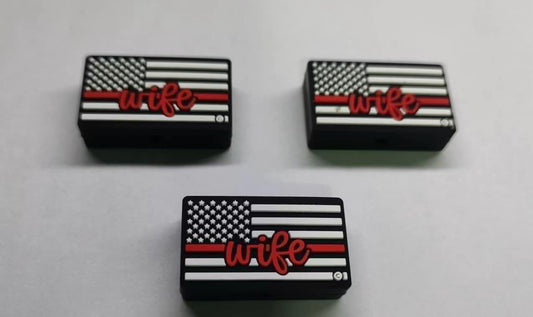 Firefighter Wife Flag Silicone Focal 0283