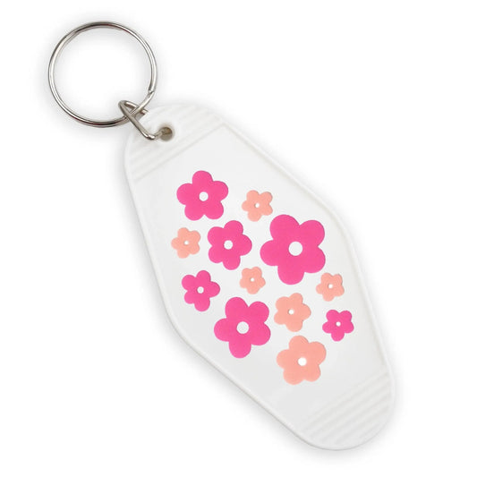 Master Maker Crafts -  UV DTF Decal - Flowers Retro Pink 4 Set 2" (Keychain NOT Inclued)
