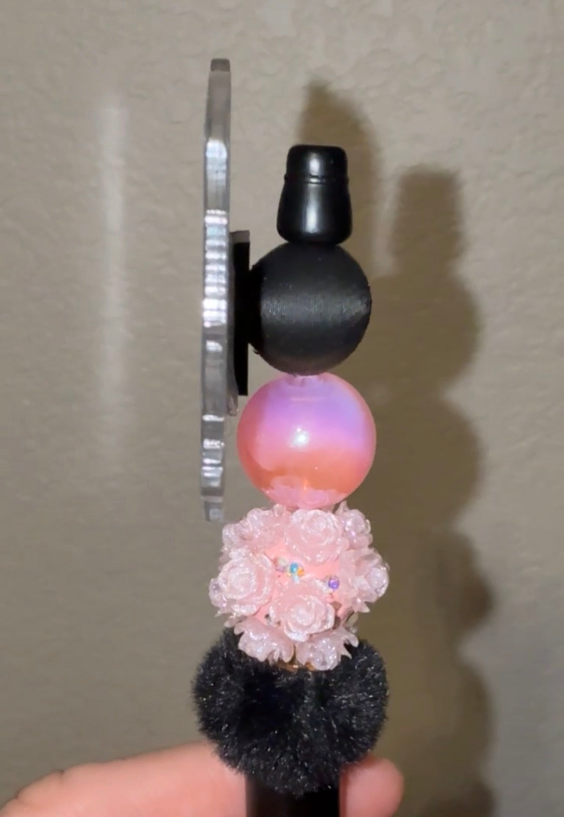 Bead with Flat-Back Attachment for Acrylic Flatbacks Black 3D Printed - 16mm - 10 pack (see all pictures)