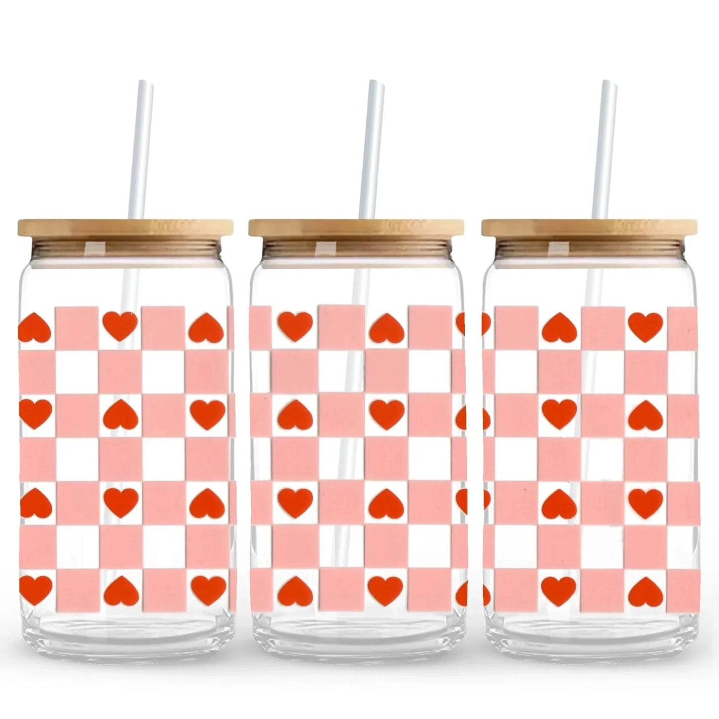 Master Maker Crafts -  UV DTF Wrap Only - Gingham Heart 9.7" x 4.3" (Cup NOT Included)